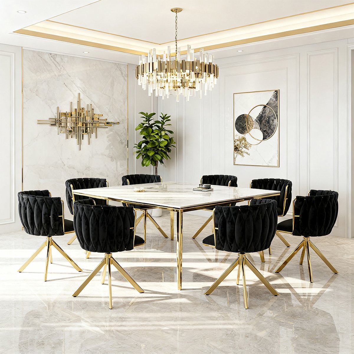 Kungsbacka Black and Gold – 180° Swivel Dining Chair in Luxurious Velvet - Imagem 3