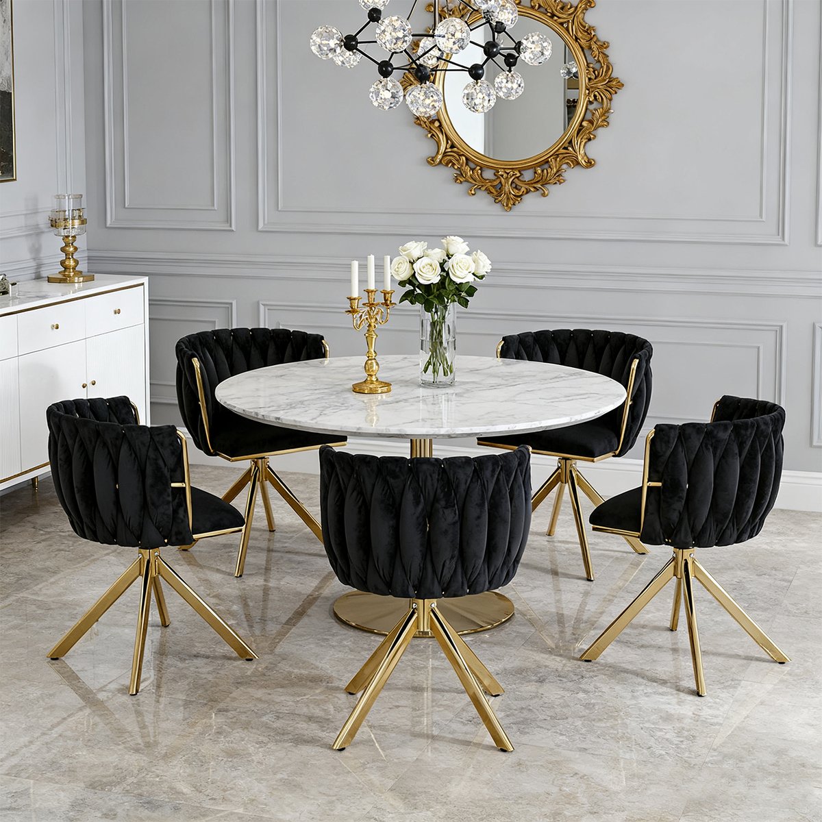Kungsbacka Black and Gold – 180° Swivel Dining Chair in Luxurious Velvet - Imagem 4