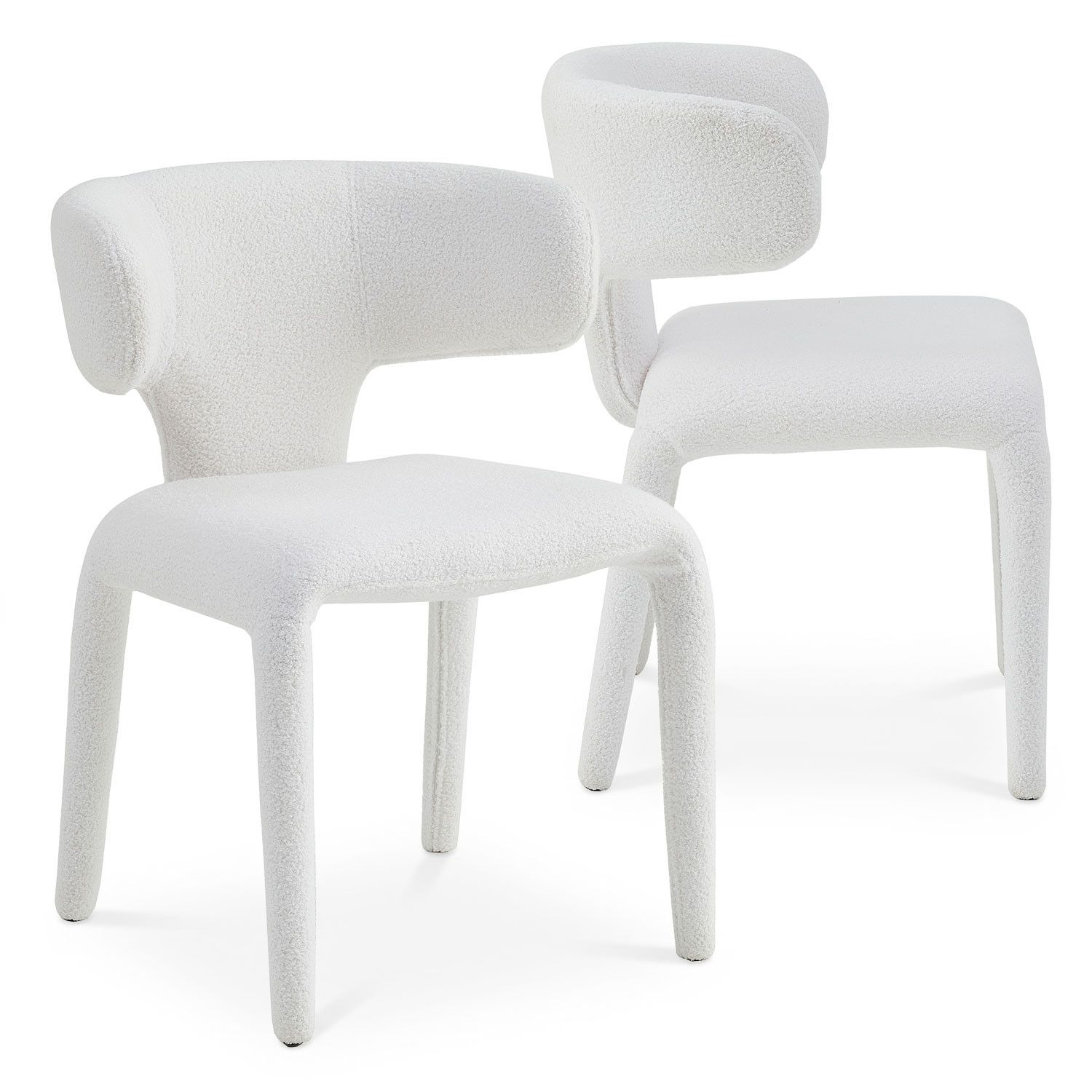 Tønder Dining Chairs – Bouclé Fabric – White (Set of 2) - Image 2