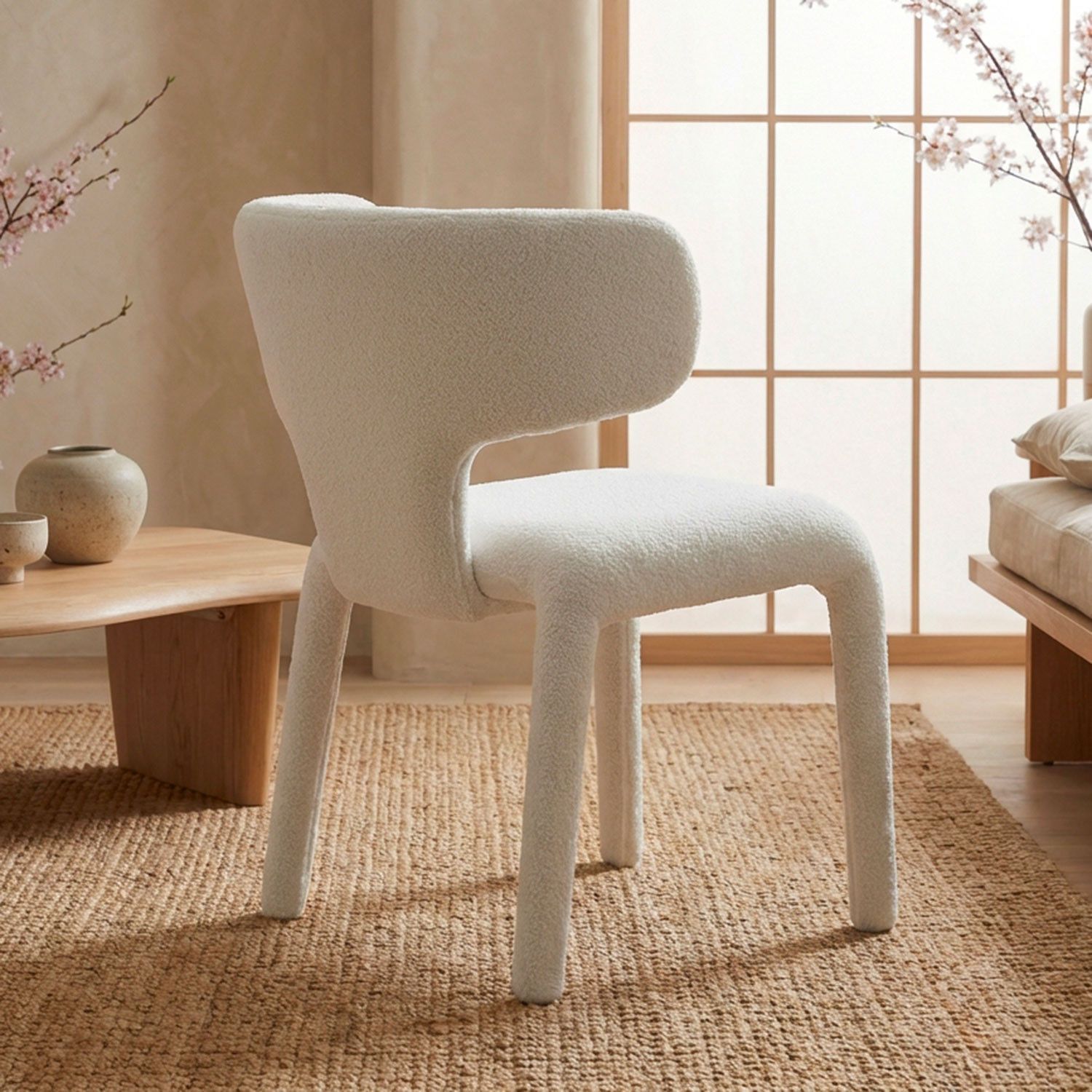 Tønder Dining Chairs – Bouclé Fabric – White (Set of 2) - Image 5