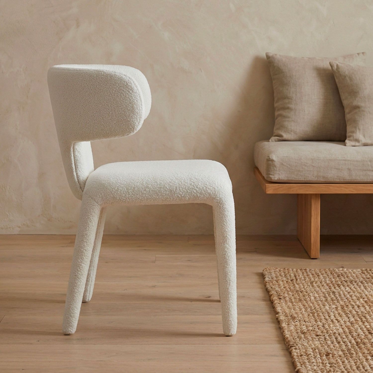 Tønder Dining Chairs – Bouclé Fabric – White (Set of 2) - Image 6