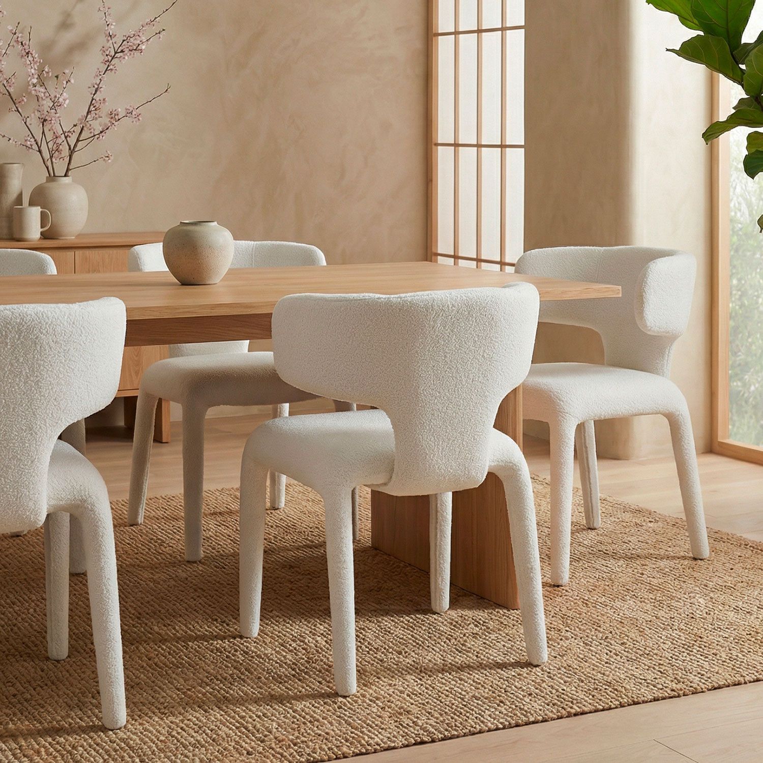 Tønder Dining Chairs – Bouclé Fabric – White (Set of 2) - Image 7