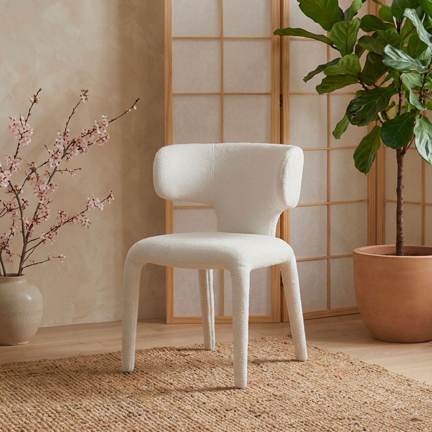 Tønder Dining Chairs – Bouclé Fabric – White (Set of 2) - Image 9