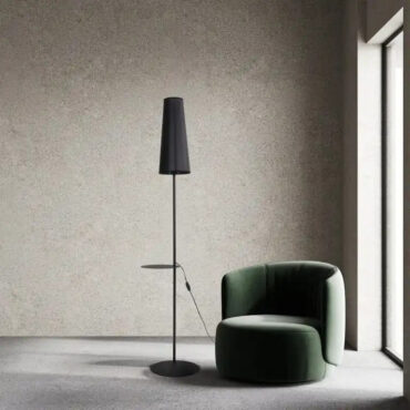 Candeeiro de pé Bodø 170×36 cm - Preto Slim Modern com abajur