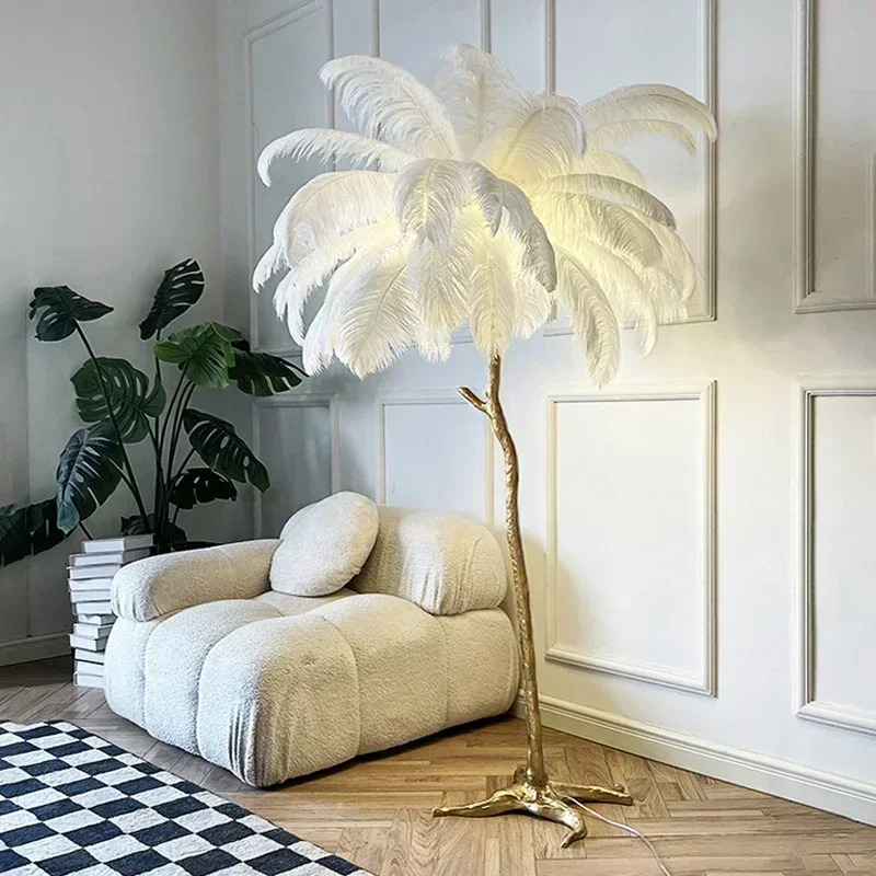 Amèlie Floor Lamp 170 cm – Feather Lamp with Copper Base - Imagem 6