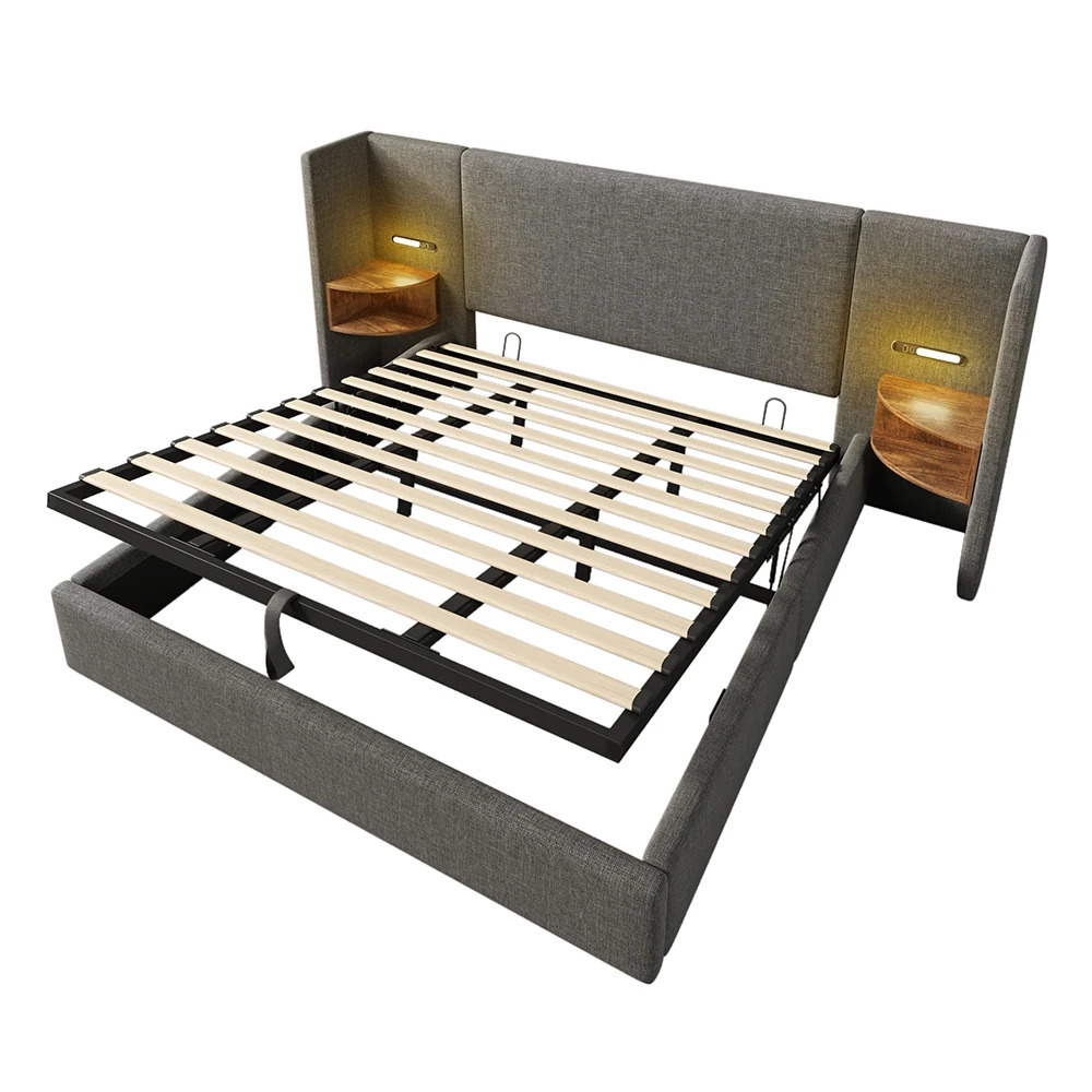Taastrup Double Bed 180x200 cm with Storage, LED Lighting, and USB-C - Imagem 3