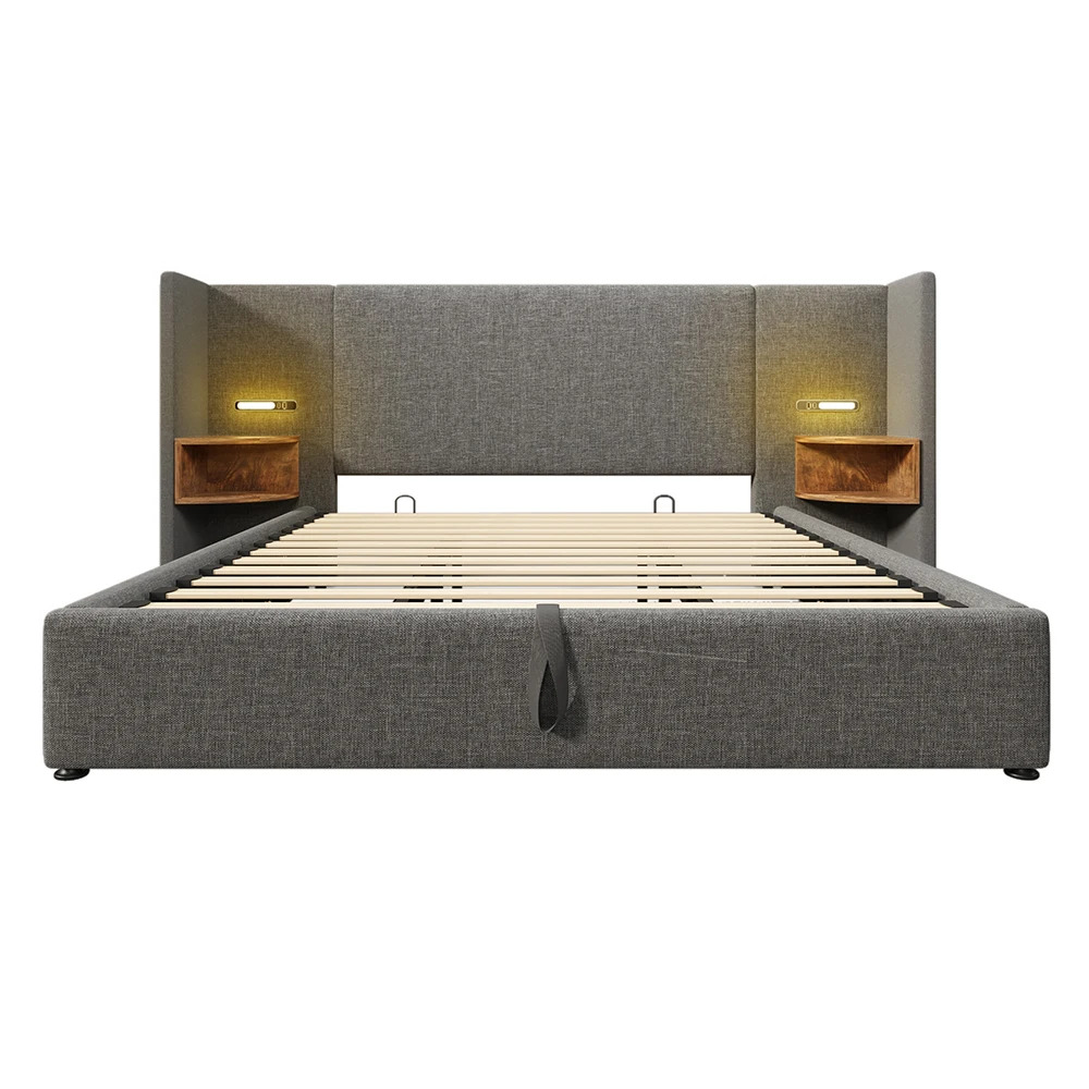 Taastrup Double Bed 180x200 cm with Storage, LED Lighting, and USB-C - Imagem 7